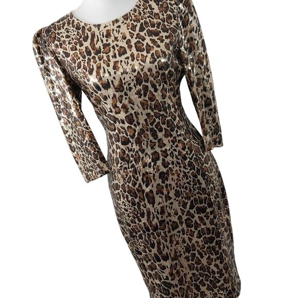 NWT@$100! NEW YORK & CO.! BLACK, BROWN, GOLD MINI SEQUINNED SHEATH DRESS! SZ M - Picture 2 of 11